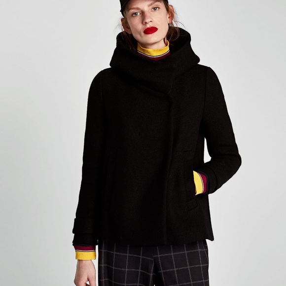 short coat with wraparound collar